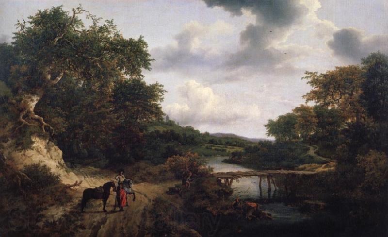 Jacob van Ruisdael Landscape with a footbridge Germany oil painting art